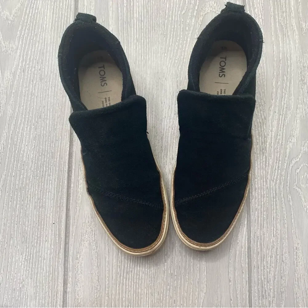 Toms Women's Black Suede Paxton Slip On Casual Sneakers Size 8